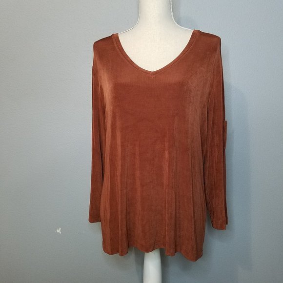 Chico's Tops - Chico's Travelers, Burnt Orange Long Sleeve Top